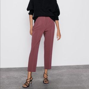 Zara Marsala Mauve Pleated Trouser Pants XS